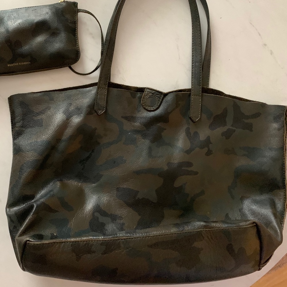 Leather camouflage tote